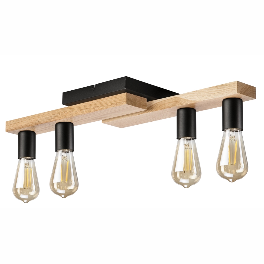 Lampadario a plafone MATTE 4xE27/15W/230V nero/quercia