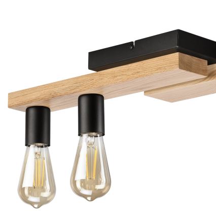 Lampadario a plafone MATTE 4xE27/15W/230V nero/quercia