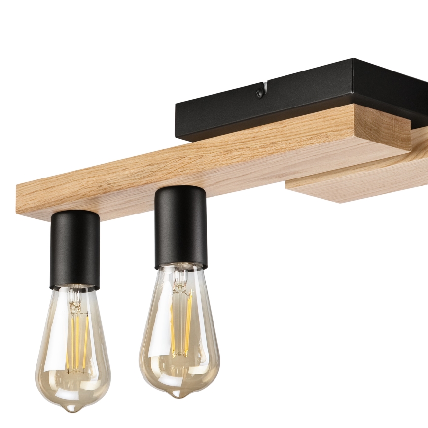 Lampadario a plafone MATTE 4xE27/15W/230V nero/quercia