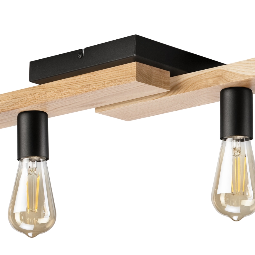 Lampadario a plafone MATTE 4xE27/15W/230V nero/quercia