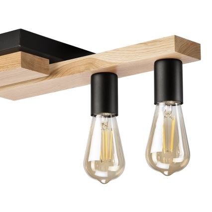 Lampadario a plafone MATTE 4xE27/15W/230V nero/quercia