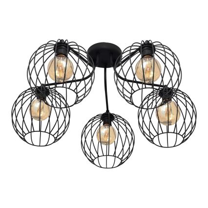 Lampadario a plafone MERCURE 5xE27/15W/230V nero