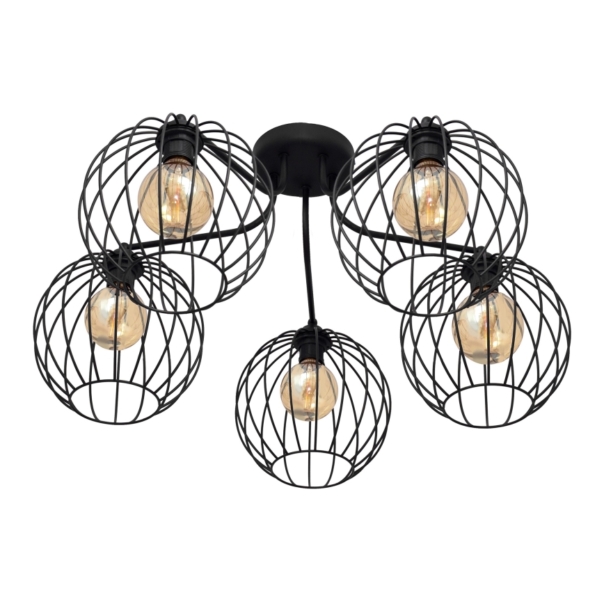 Lampadario a plafone MERCURE 5xE27/15W/230V nero