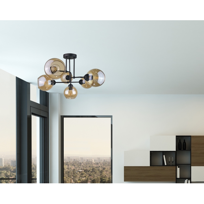 Lampadario a plafone MONDE BLACK 6xE27/60W/230V