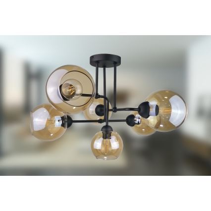 Lampadario a plafone MONDE BLACK 6xE27/60W/230V