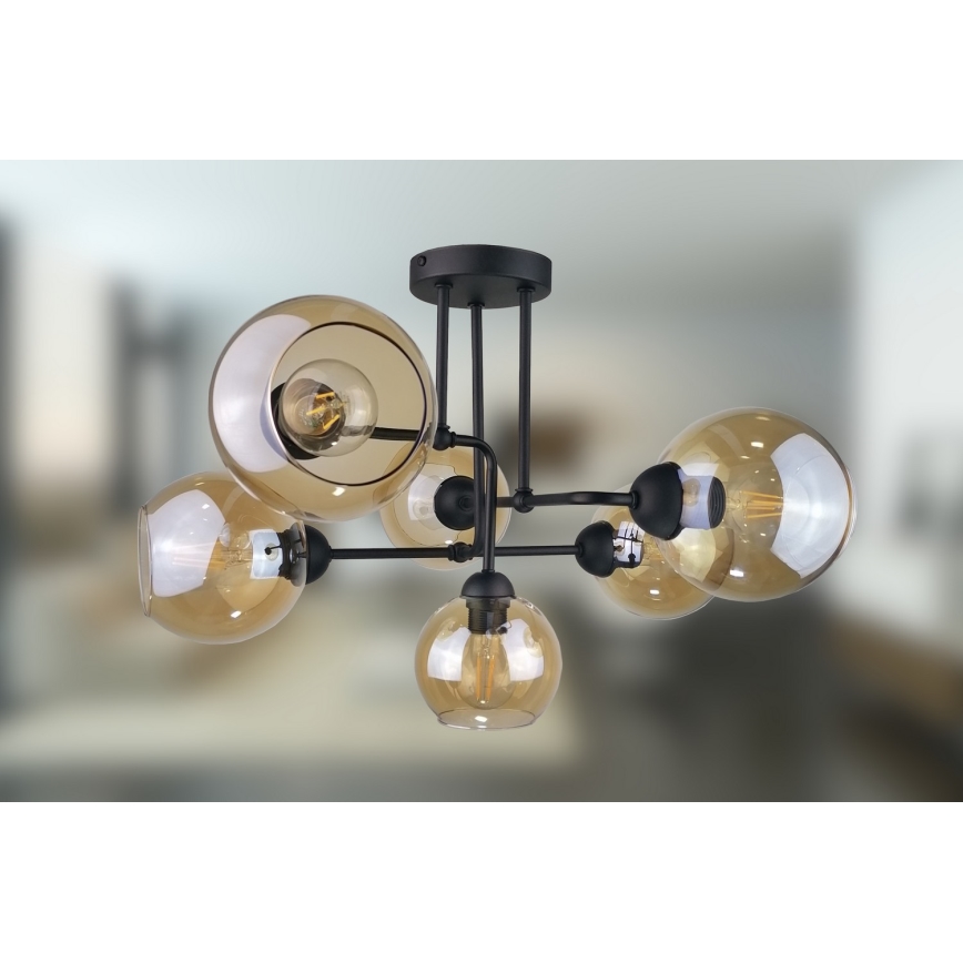 Lampadario a plafone MONDE BLACK 6xE27/60W/230V