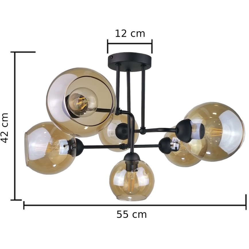 Lampadario a plafone MONDE BLACK 6xE27/60W/230V