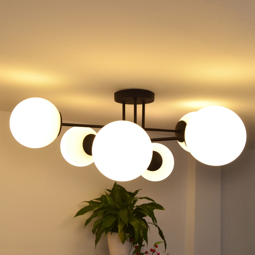 Lampadario a plafone MOON 6xE27/15W/230V nero