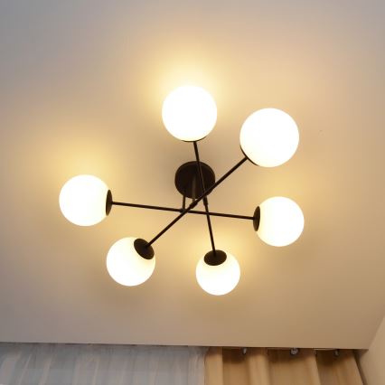 Lampadario a plafone MOON 6xE27/15W/230V nero