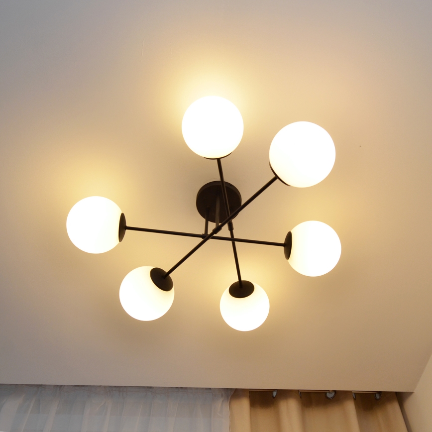 Lampadario a plafone MOON 6xE27/15W/230V nero