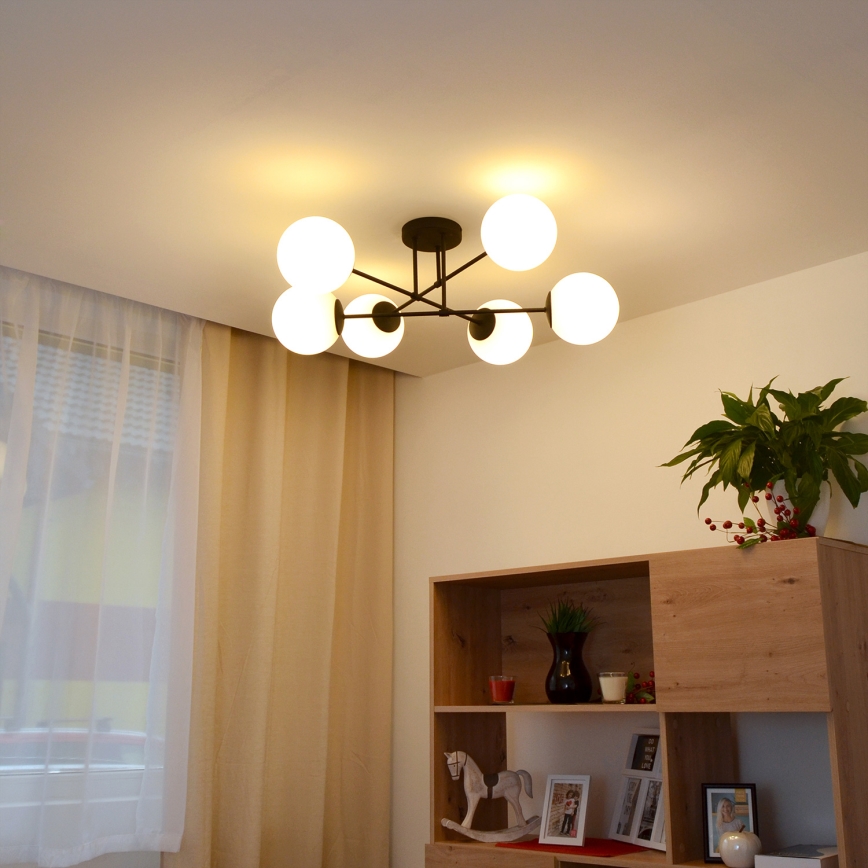 Lampadario a plafone MOON 6xE27/15W/230V nero