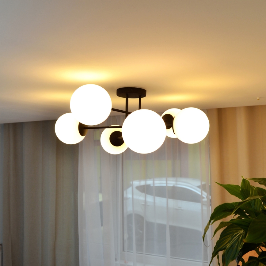 Lampadario a plafone MOON 6xE27/15W/230V nero