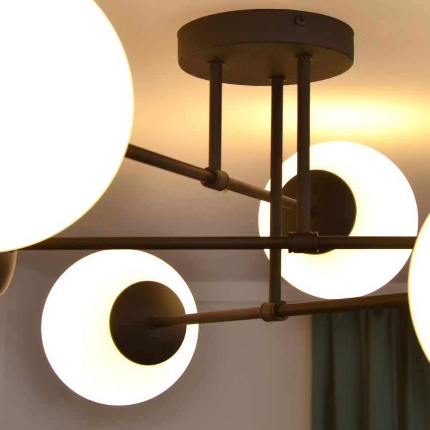 Lampadario a plafone MOON 6xE27/15W/230V nero