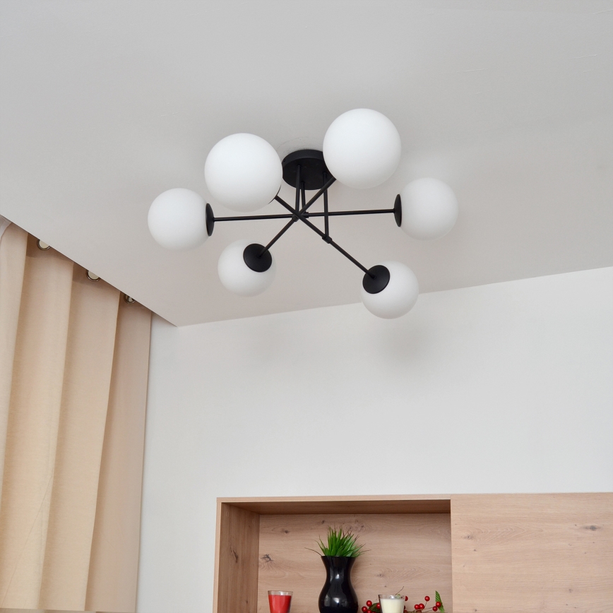 Lampadario a plafone MOON 6xE27/15W/230V nero