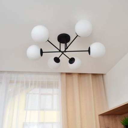 Lampadario a plafone MOON 6xE27/15W/230V nero