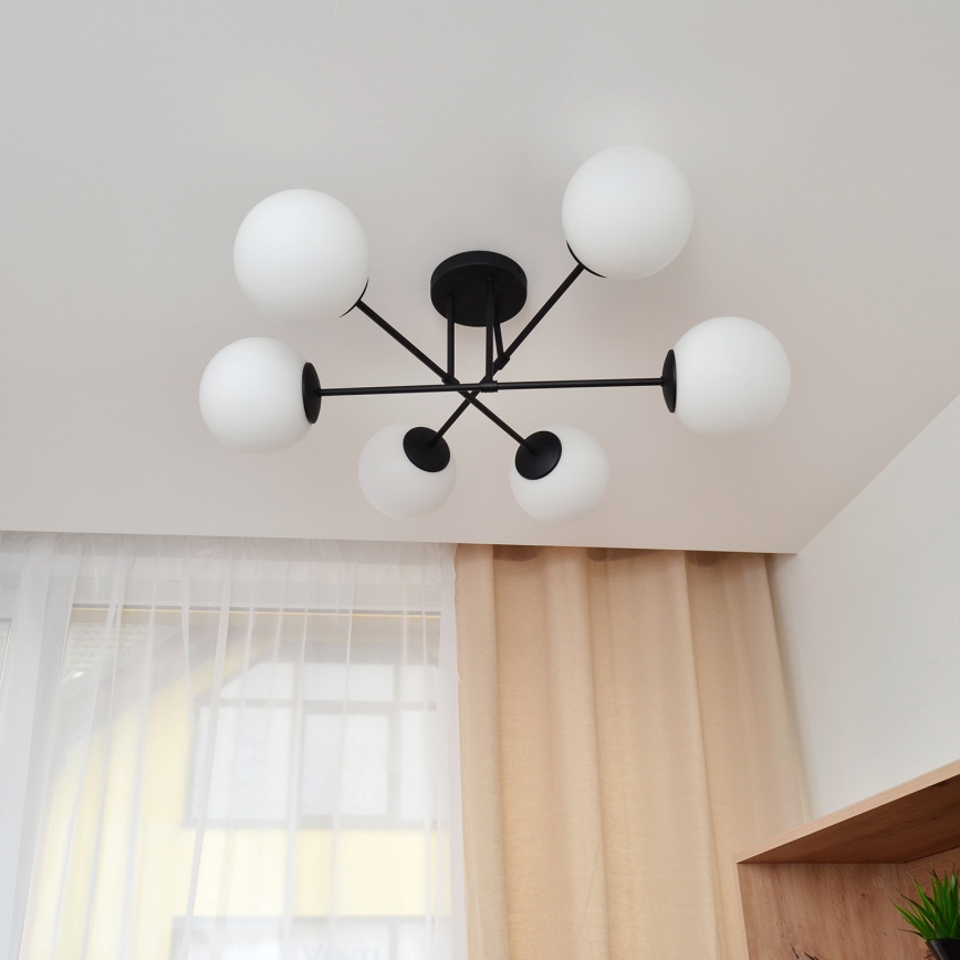 Lampadario a plafone MOON 6xE27/15W/230V nero