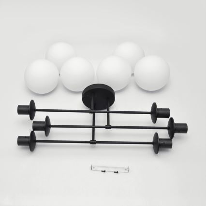 Lampadario a plafone MOON 6xE27/15W/230V nero