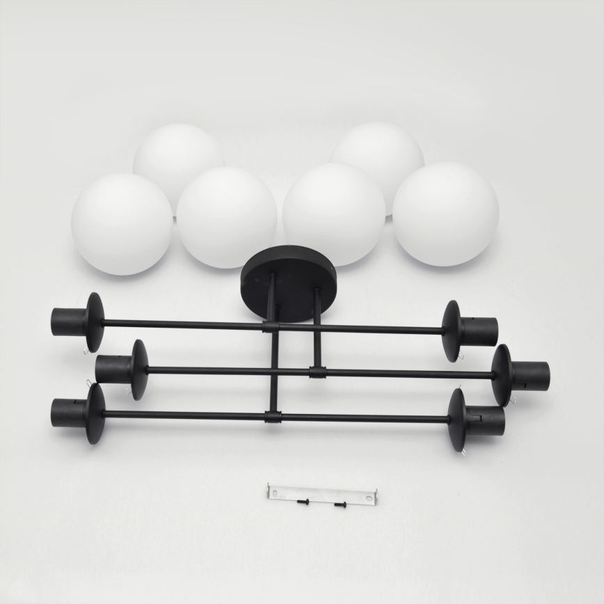 Lampadario a plafone MOON 6xE27/15W/230V nero