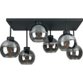 Lampadario a plafone NESSA 6xE27/60W/230V nero/fumé nero