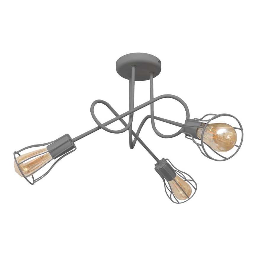 Lampadario a plafone OXFORD 3xE27/15W/230V grigio