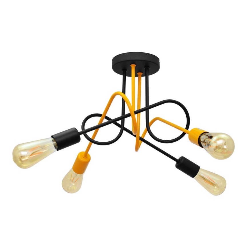 Lampadario a plafone OXFORD 4xE27/15W/230V nero/giallo