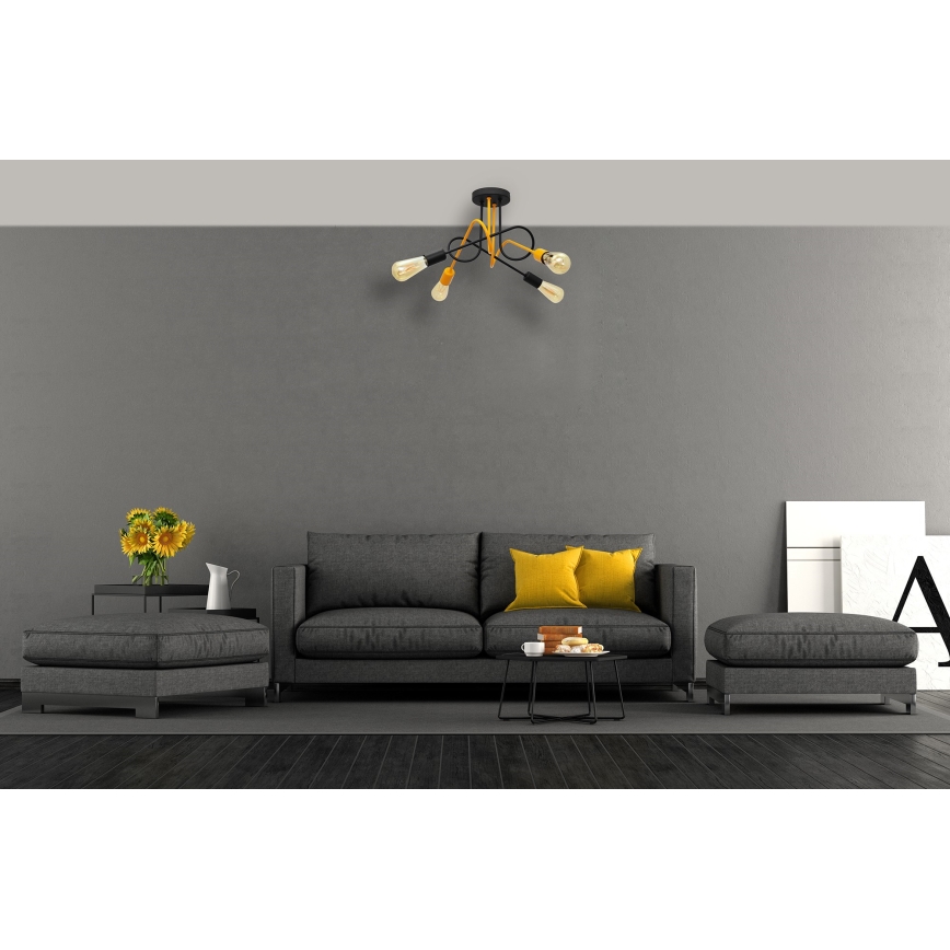 Lampadario a plafone OXFORD 4xE27/15W/230V nero/giallo
