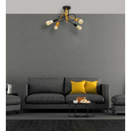 Lampadario a plafone OXFORD 4xE27/15W/230V nero/giallo