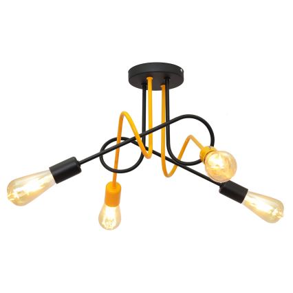 Lampadario a plafone OXFORD 4xE27/15W/230V nero/giallo