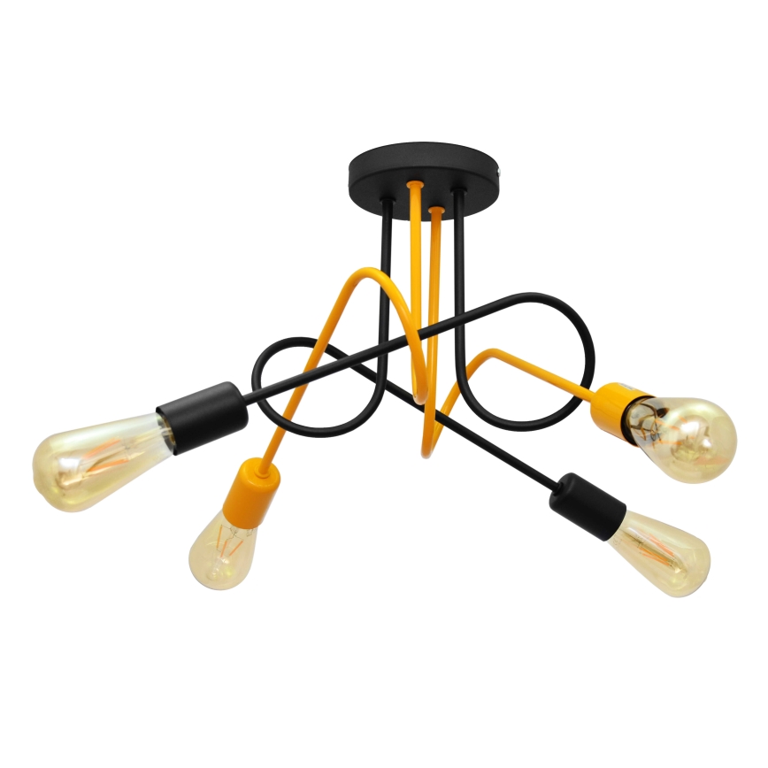 Lampadario a plafone OXFORD 4xE27/15W/230V nero/giallo