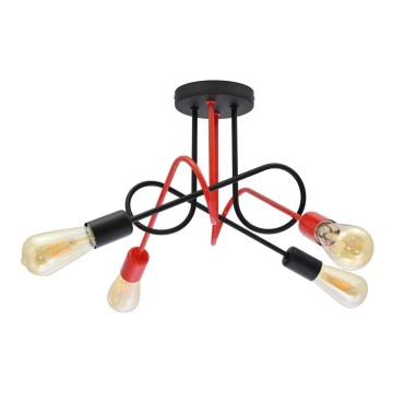 Lampadario a plafone OXFORD 4xE27/15W/230V nero/rosso