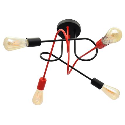 Lampadario a plafone OXFORD 4xE27/15W/230V nero/rosso