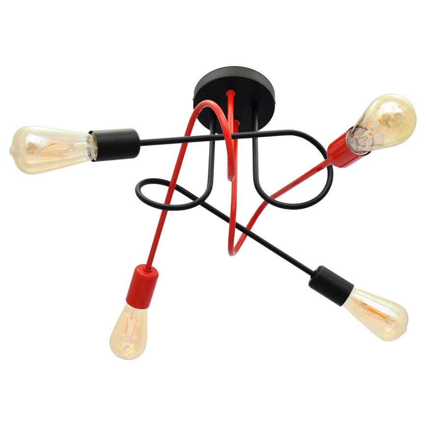 Lampadario a plafone OXFORD 4xE27/15W/230V nero/rosso