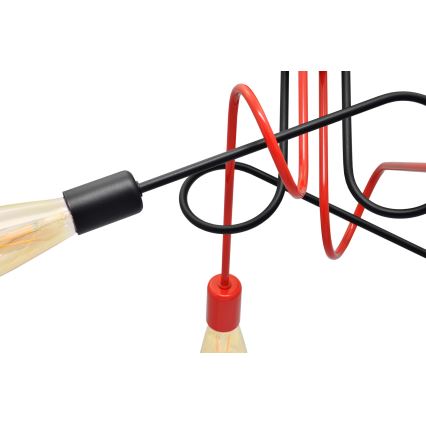 Lampadario a plafone OXFORD 4xE27/15W/230V nero/rosso