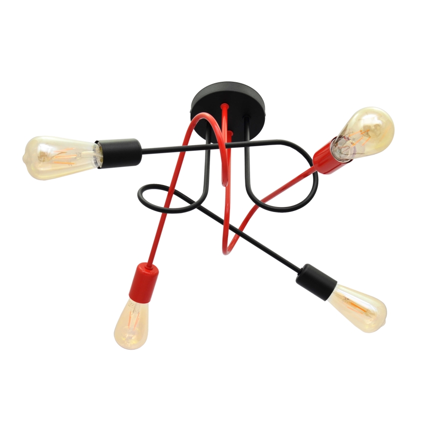 Lampadario a plafone OXFORD 4xE27/15W/230V nero/rosso