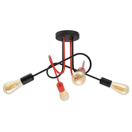 Lampadario a plafone OXFORD 4xE27/15W/230V nero/rosso