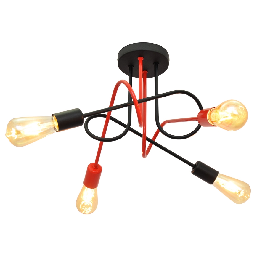 Lampadario a plafone OXFORD 4xE27/15W/230V nero/rosso