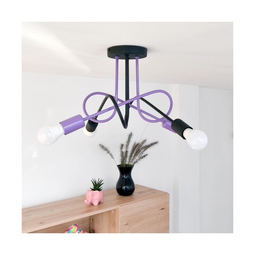 Lampadario a plafone OXFORD 4xE27/15W/230V nero/viola
