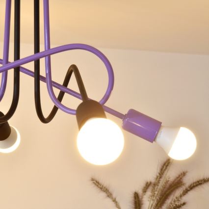 Lampadario a plafone OXFORD 4xE27/15W/230V nero/viola