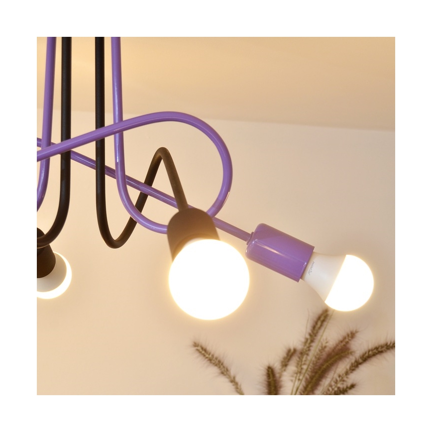 Lampadario a plafone OXFORD 4xE27/15W/230V nero/viola