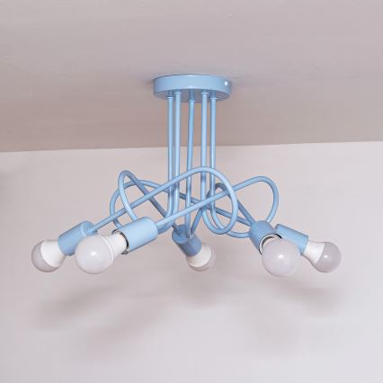 Lampadario a plafone OXFORD 5xE27/15W/230V blu