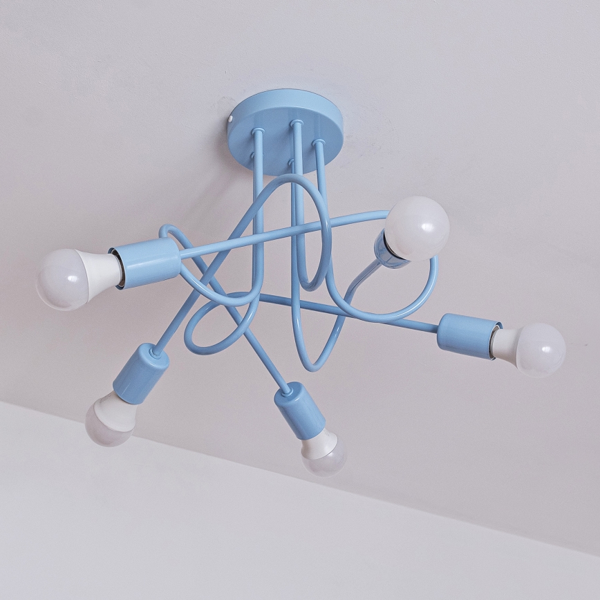 Lampadario a plafone OXFORD 5xE27/15W/230V blu