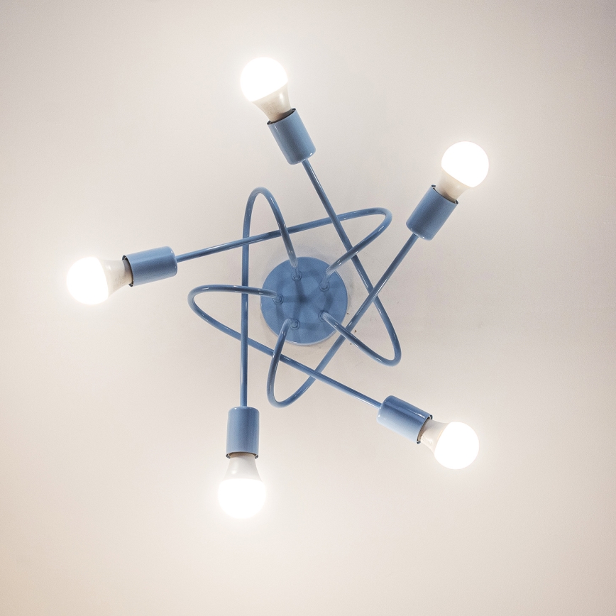 Lampadario a plafone OXFORD 5xE27/15W/230V blu