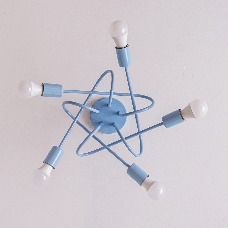 Lampadario a plafone OXFORD 5xE27/15W/230V blu