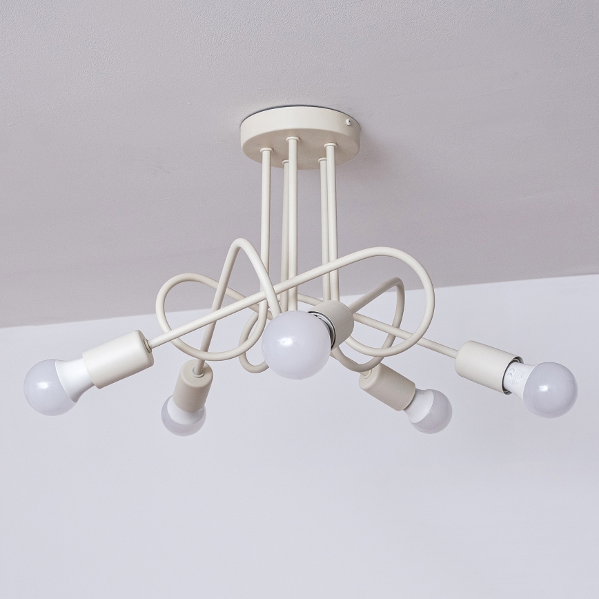 Lampadario a plafone OXFORD 5xE27/15W/230V crema