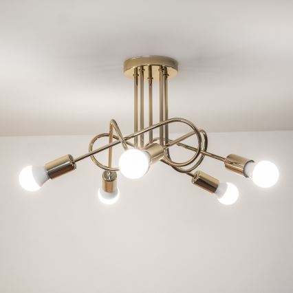 Lampadario a plafone OXFORD 5xE27/15W/230V, finitura dorata