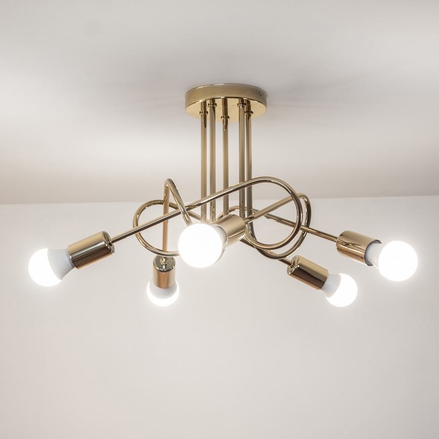 Lampadario a plafone OXFORD 5xE27/15W/230V, finitura dorata