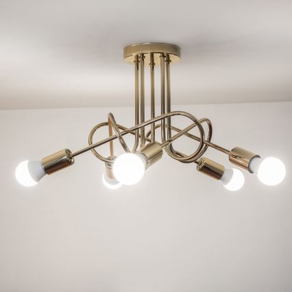 Lampadario a plafone OXFORD 5xE27/15W/230V, finitura dorata