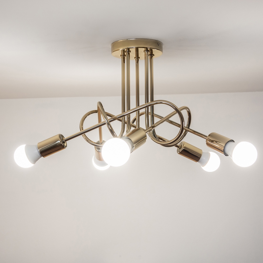 Lampadario a plafone OXFORD 5xE27/15W/230V, finitura dorata