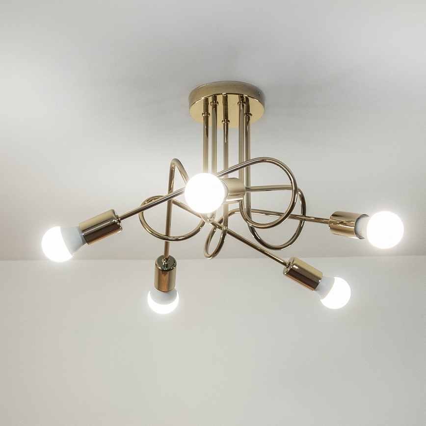 Lampadario a plafone OXFORD 5xE27/15W/230V, finitura dorata