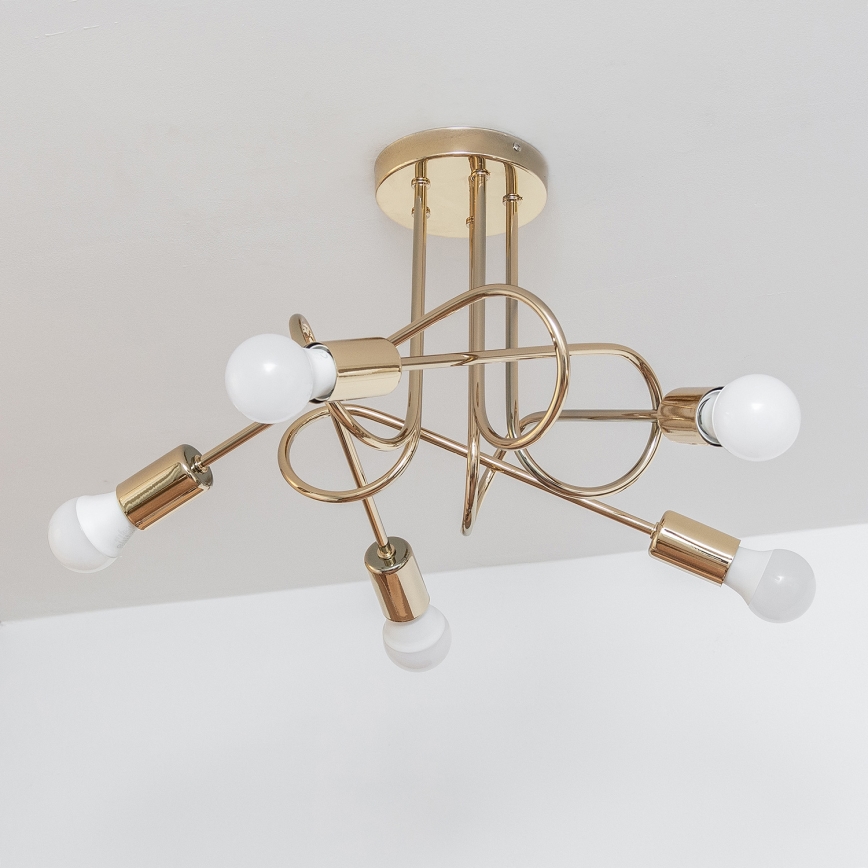 Lampadario a plafone OXFORD 5xE27/15W/230V, finitura dorata